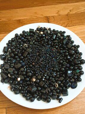 DIY Assorted Black Bulk Beads Acrylic & Glass Different Sizes & Shapes